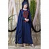 Party wear embroidered abaya with long wing sleeves- Navy Blue